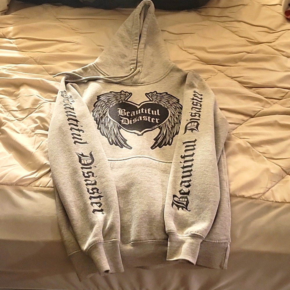 Beautiful Disaster, small, grey, sweatshirt